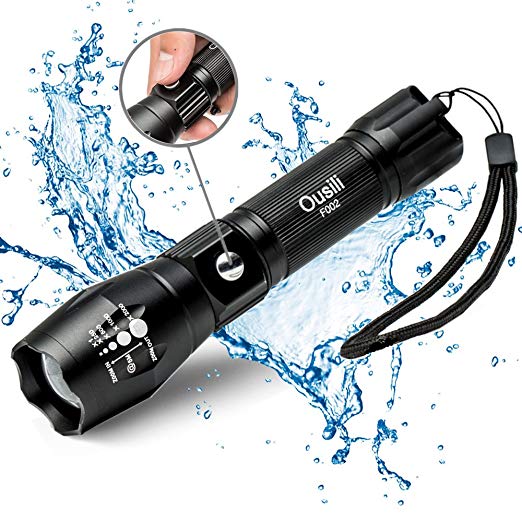 Ousili LED Tactical Flashlights 1000 Lumen Rechargeable High Bright Flashlight, With Charger and Car Charger for Outdoor(Battery Included)