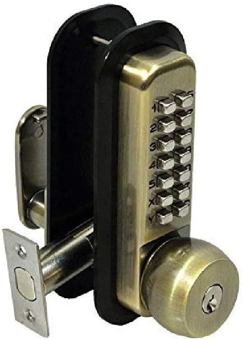 All-Weather Mechanical Keyless Deadbolt Door Lock - Antique Brass