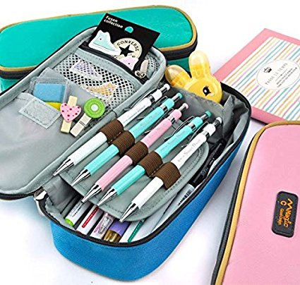 Rashen(TM) Large Storage Pencil Case Pencil Holder Cosmetic Makeup Pouch Zipper Bag Pink