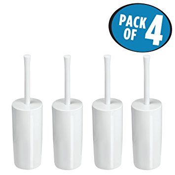 mDesign Toilet Bowl Brush and Holder for Bathroom Storage - Pack of 4, White