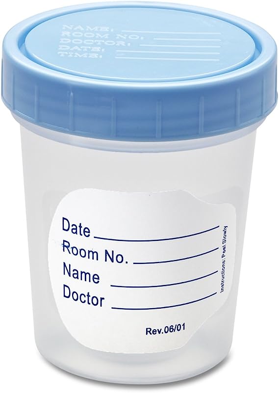 Medline Basic Specimen Containers, Polypropylene, Sterile, Latex Free, 4.5-oz Capacity (Pack of 100)