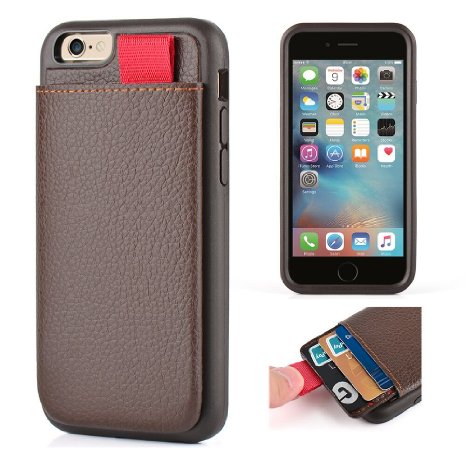 iPhone 6s Leather Case, iPhone 6 Wallet Case, LAMEEKU Protective Wallet cover Leather Wallet case with Credit Card Slot Holder, Case cover For Apple iPhone 6 / 6S 4.7inch Dark Brown