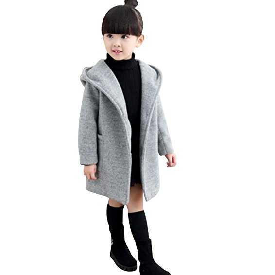 MNLYBABY Little Girls Autumn Winter Warm Coat Long Woolen Overcoat