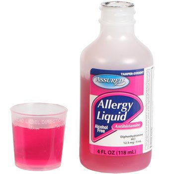 Assured Allergy Liquid for Allergy Relief, (Compare to Benedryl) for Adults and Children, 4 oz, Cherry Flavored