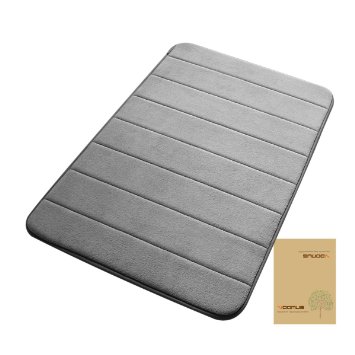 VDOMUS Non-slip bath mats memory foam bathroom mat soft coral velvet fabric Gray, 20"*32"