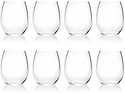18-ounce Acrylic Glassses Stemless Wine Glasses, set of 8 Clear - Unbreakable, Dishwasher Safe, BPA Free…
