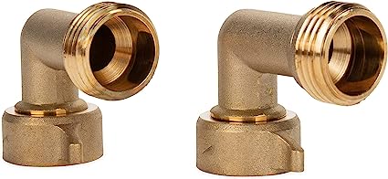 Camco 90-Degree Hose Elbow with Easy Grip Connector | Perfect for RV Water hookups and Residential Outdoor faucets | 2-Pack | (22507)