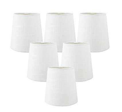 Meriville Set of 6 Off White Linen Clip On Chandelier Lamp Shades, 3.5-inch by 4.5-inch by 4.5-inch