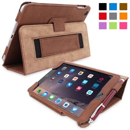 Snugg iPad Mini 4 Case - Smart Cover with Flip Stand & Lifetime Guarantee (Distressed Brown) for Apple iPad Mini 4