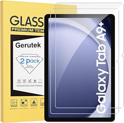 Gerutek [2-Pack Screen Protector for Samsung Galaxy tab A9 Plus 11" 2023, [Ultra Clear] [Anti Scratch] [9H Hardness] [Bubble-Free] Tempered Glass Film for Samsung tab A9 Plus 11 inch