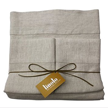 Linoto 100% Linen Sheets Bed Sheet Set Queen Natural 4 Piece
