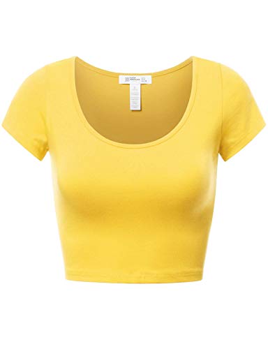 Fifth Parallel Threads FPT Womens Basic Short Sleeve Scoopneck Crop Top