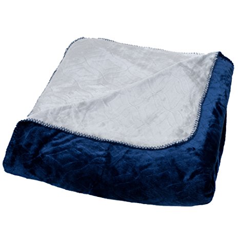 Lavish Home Super Warm Flannel-Like Reversible Blanket, King, Blue/Grey