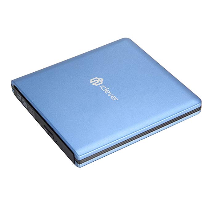 iClever External DVD CD Drives Compatible with USB 3.0, High Speed CD/DVD RW Burner for PC Laptop Desktop Support Apple Macbook Pro/Air (Blue)