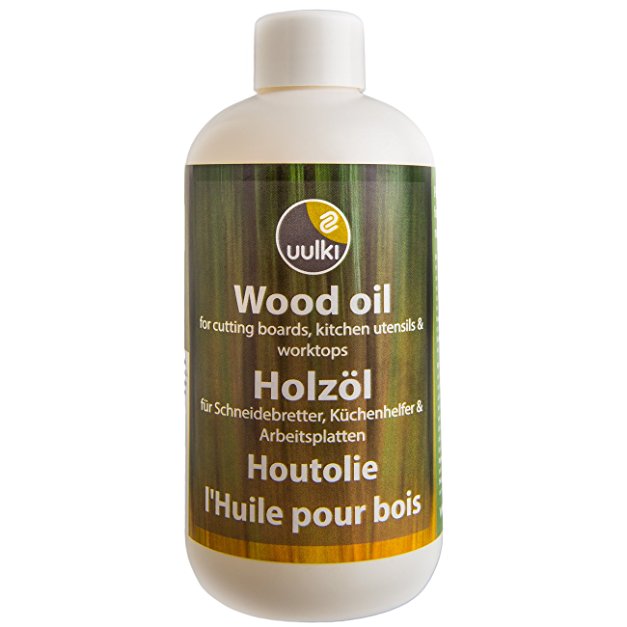 Uulki Natural Wood Oil for Cutting Boards, Butcher Block, Kitchen Utensils, Kitchen Food Worktops and Tables – 100% Plant-based Vegan Alternative for Mineral oil - Woodcare for Wood & Bamboo (250 ml)