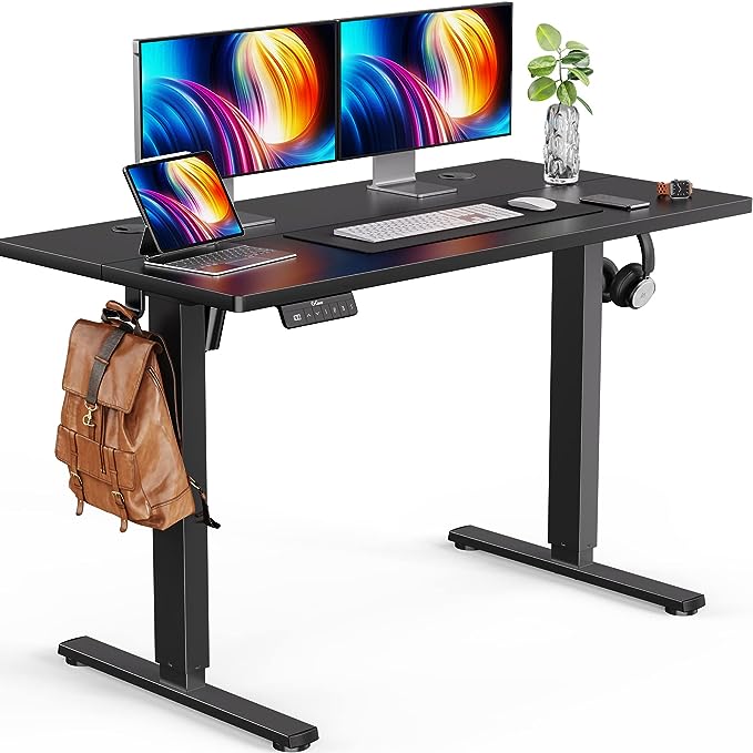 ErGear Electric Standing Desk 55 x 24 Inches Height Adjustable Sit Stand up Desk Memory Computer Workstation Table with Splice Board for Home Office, Black