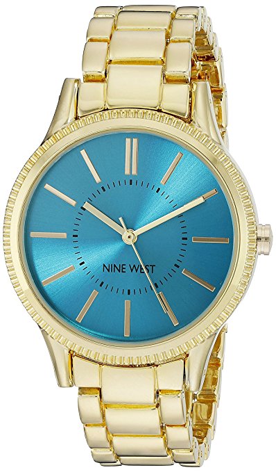 Nine West Women's NW/1758TQGB Teal Dial Gold-Tone Bracelet Watch