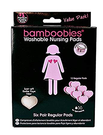 bamboobies Washable Reusable Premium Nursing Pads with Leak-Proof Backing for Breastfeeding, Ultra-Thin, 6 Pairs of Premium Pads