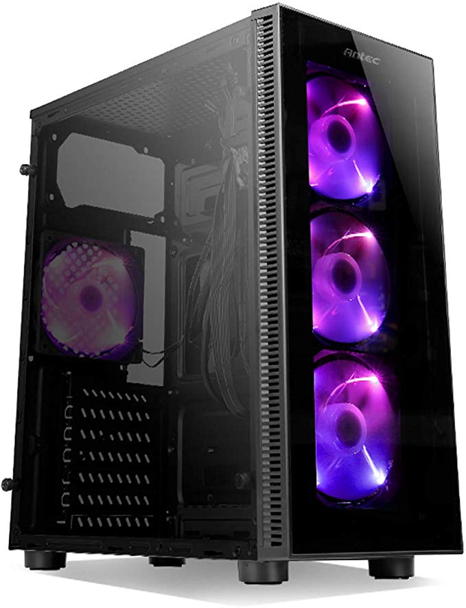 Antec NX Series NX210, Mid-Tower ATX Gaming Case, Tempered Glass Front & Side Panels, 4 x 120 mm ARGB Fans Included