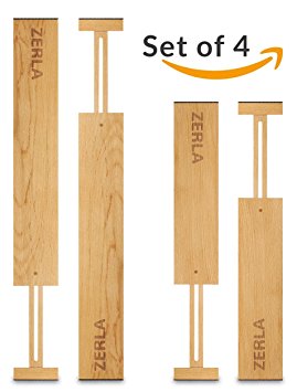 ZERLA Adjustable Drawer Dividers (Set of 4) - Beech Wood Desk Drawer Organizers for Your Kitchen, Bathroom, Bedroom, Office or Dresser - Convenient, Tool-Free Installation - Premium Quality Design