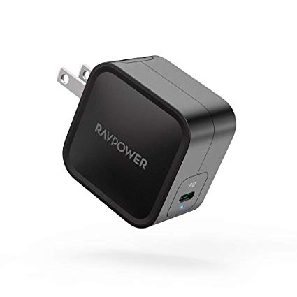USB C Wall Charger RAVPower 61W PD 3.0 GaN Power Delivery Pioneer Fast Charging Adapter, Compatible with MacBook Pro/ Air, iPad Pro 2018, iPhone XS Max/ XR/ X and More (Black)
