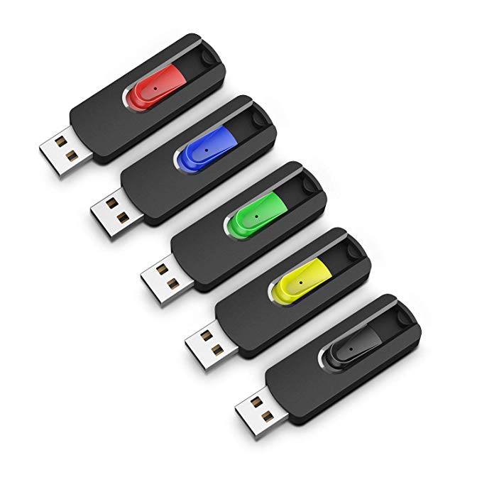 KOOTION 32 GB Flash Drive 32 GB USB 2.0 Memory Stick 5 Pack Pendrive Retractable Jump Drive Colorful Zip Drives(Red,Blue,Green,Yellow,Black)