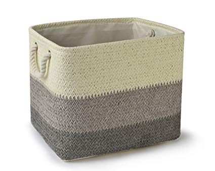 Perber Storage Bin Baskets Decorative Collapsible Rectangular Toy Storage Cube with Handles for Clothes Storage Box,Kids Toys,Pet Toys,Baby Clothing, Bedroom,Office,Closet Organizer-Grey