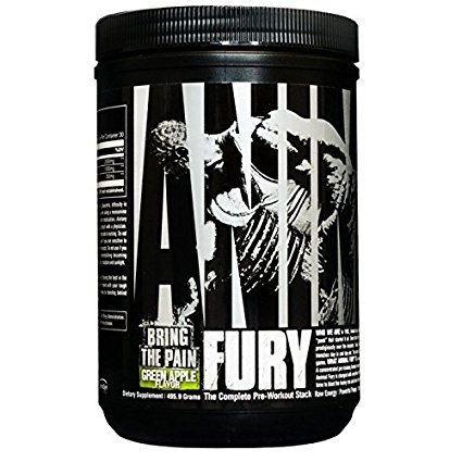 Universal Nutrition Animal Fury the Complete Pre-Workout Supplement Stack with BCAA, Green Apple, 30 Count
