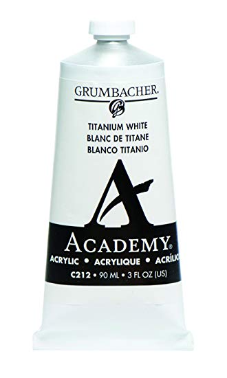 Grumbacher C212 Academy Acrylic Paint, 90ml/3 oz Metal Tube, Titanium White