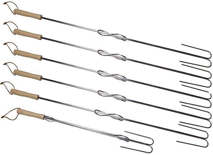 Camp Chef 33246213798 6 Piece Extending Safety Roasting Fork, 6 Pack