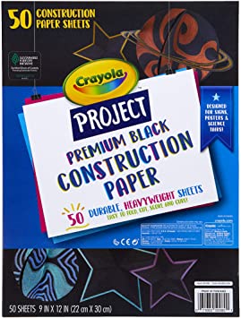 Crayola Black Construction Paper, Premium Art Supplies, Standard Size, 50 Count