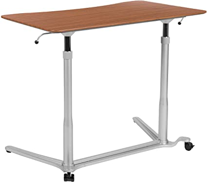 Flash Furniture Sit-Down, Stand-Up Cherry Computer Ergonomic Desk with 37.375"W Top (Adjustable Range 29" - 40.75")