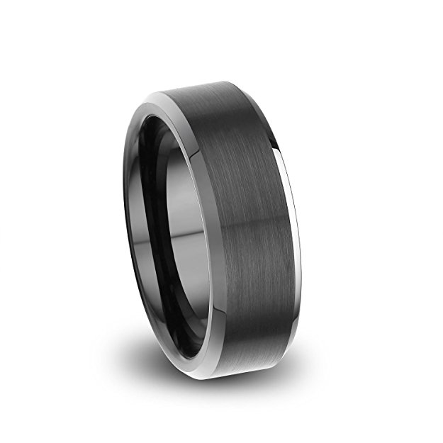 VXGold 8mm Tungsten Ring Beveled For Mens Matte Surface Perfect Quality