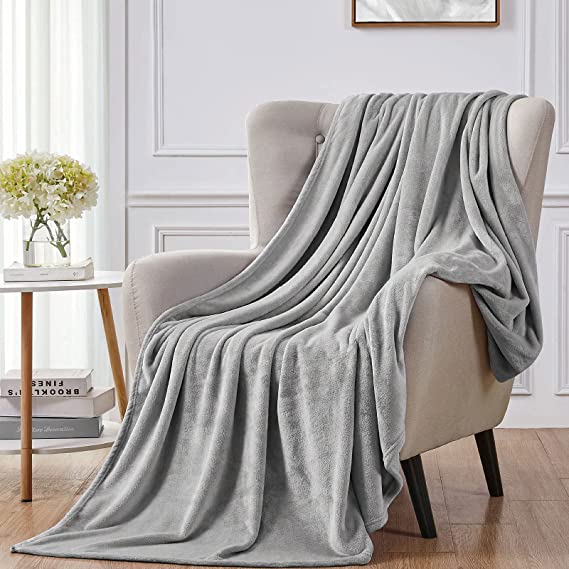 Walensee Fleece Blanket Plush Throw Fuzzy Lightweight (Throw Size 50”x60” Ash Grey) Super Soft Microfiber Flannel Blankets for Couch, Bed, Sofa Ultra Luxurious Warm and Cozy for All Seasons