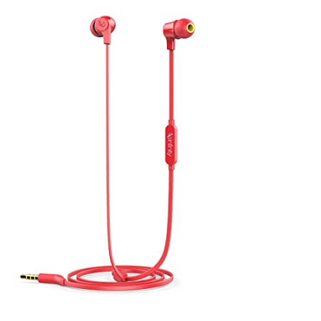Infinity (JBL) Zip 100 in-Ear Immersive Bass Tangle Free Flat Cable Headphones with Mic (Passion Red)
