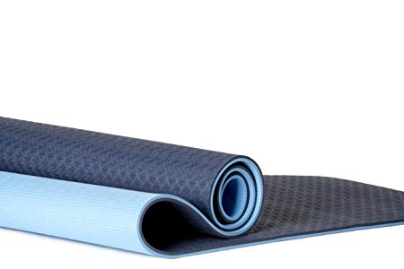 COACTIVE Athletics Premium TPE Yoga Mat – Extra thick (8mm) for comfort, yet lightweight. Ideal for your yoga practice, stretching and gym exercises. Eco-Friendly, Non-Toxic, PVC and Latex Free. (Blue)