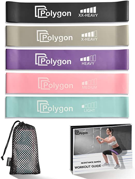 Polygon Resistance Loop Exercise Bands, Workout Flexbands for Physical Therapy, Rehab, Stretching, Home Fitness and More. Natural Latex Elastic Fitness Bands for Men & Women
