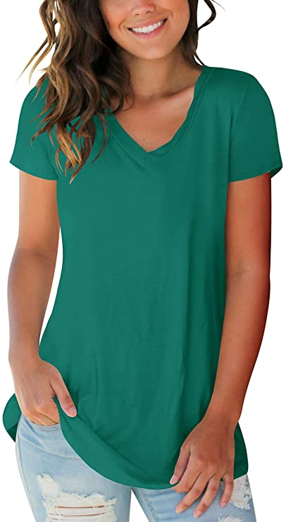 Womens Tops V Neck Tee Casual Short Sleeve and Long Sleeve T Shirts