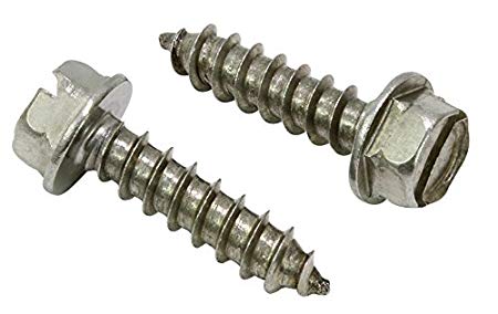 #12 X 1-1/2" Stainless Slotted Hex Washer Head Screw, (25 pc), 18-8 (304) Stainless Steel Screw by Bolt Dropper