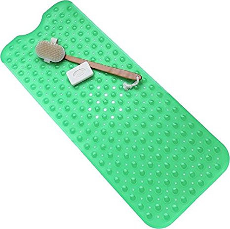 Luxury Non Slip Bath Mat – Anti Slip Suction Shower Tub Mat – Vinyl Material 39 x 15.5 Inches Long – Ideal For Homes, Hotels, Gyms, Care Facilities, Spas (Green)