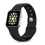 MoKo Apple Watch Band Soft Silicone Replacement Sport Band for 42mm Apple Watch Models BLACK 3 Pieces of Bands Included for 2 Lengths Not Fit 38mm version 2015