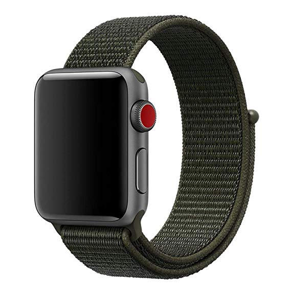 MadeforOnline : Nylon Sport Loop Band Apple Watch 44mm 42mm 40mm 38mm, Adjustable Closure Wrist Strap Replacement Band iWatch, Nike , Series 4, 3, 2, 1