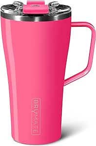 BrüMate Toddy 22oz 100% Leak Proof Insulated Coffee Mug with Handle & Lid - Stainless Steel Coffee Travel Mug - Double Walled Coffee Cup (Neon Pink)