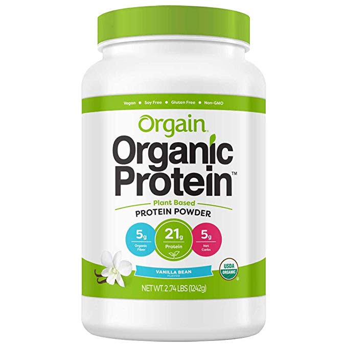 Orgain Organic Plant Based Protein Powder, Vanilla Bean, Vegan, Non-GMO, Gluten Free, 2.74 Pound, 1 Count, Packaging May Vary