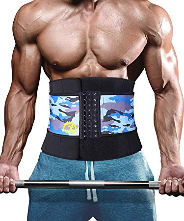 NINGMI Men's Sauna Waist Trainer Waist Trimmer Steel Boned Sweat Belt Back Support Tummy Control Waist Cincher Weight Loss Corset Body Shaper for Fitness