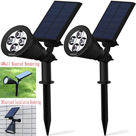 Solar Lights,Solar Powered Spotlight 2-in-1 Adjustable In-Ground Light Landscape Wall Light Waterproof Security Light for Outdoor Yard Garden Lawn - Auto-On / Off - The 3rd Gen 2 pack