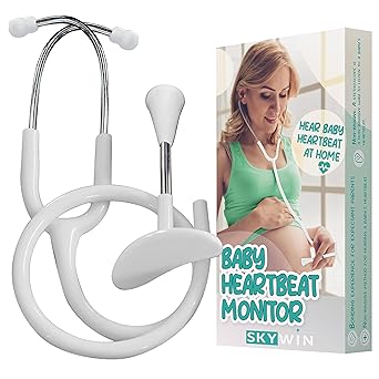 Skywin Fetoscope for Baby Heartbeat Detection (White) - Baby Heartbeat Monitor at Home with The Pregnancy Stethoscope and Fetal Monitor Heartbeat