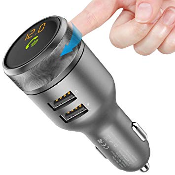 Bluetooth FM Transmitter, PERBEAT Wireless Radio Adaptor for Car Dual USB Car Charger, Hands-Free Calling