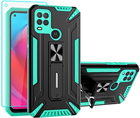 Moto G Stylus 5G Case, Motorola G Stylus 5G Case, with HD Screen Protector, [Military Grade] Ring Hard PC Soft TPU Shockproof Protective Cases for Moto G Stylus 5G (Mint)