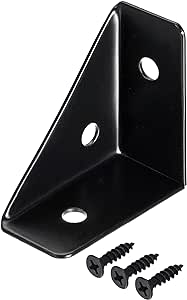 uxcell 4Pcs Angle Corner Brackets 38mm x 38mm, Cold Rolled Steel Braces Joining Support with Screws for Desk Bed Edge (Black)